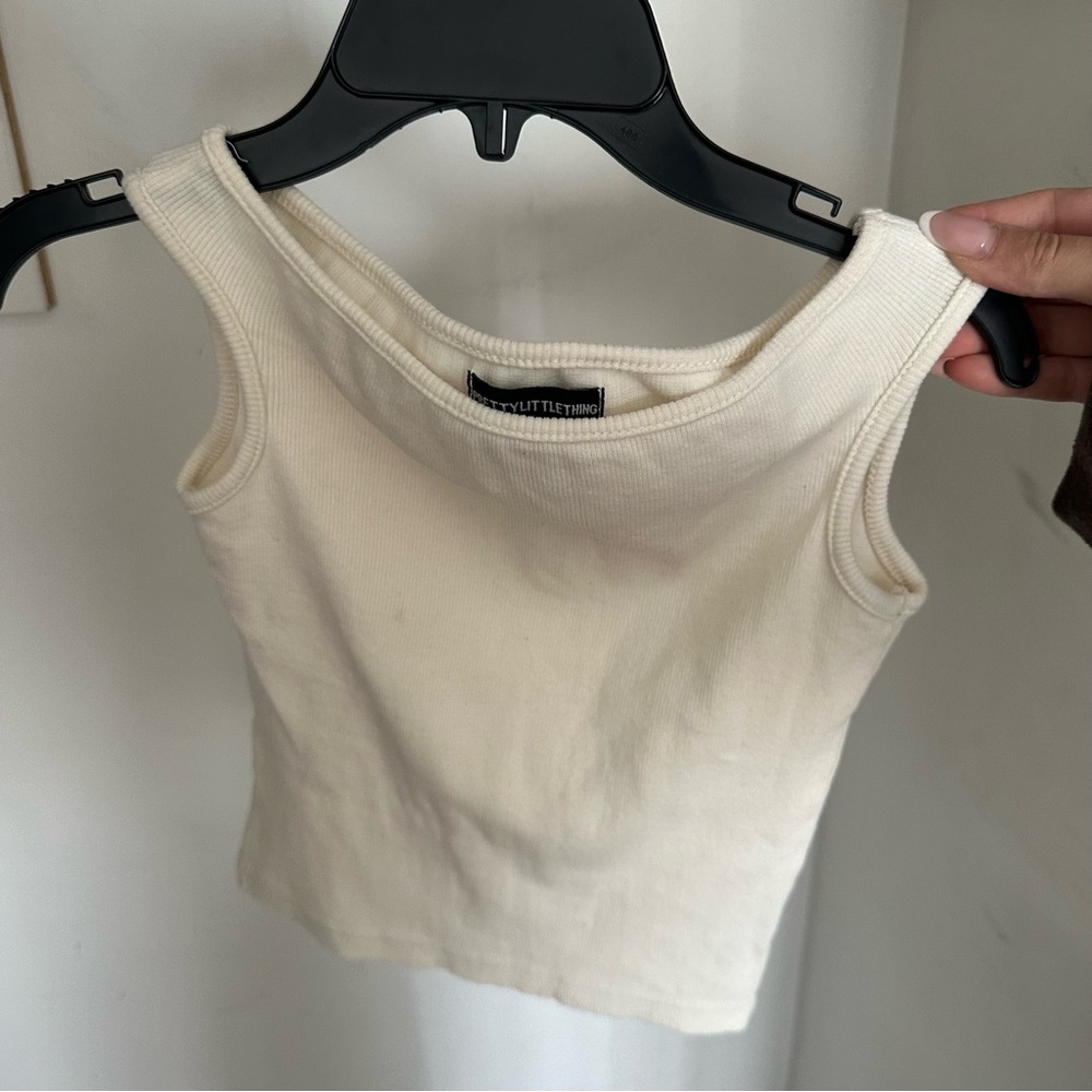 PLT STONE RIBBED BARDOT DETAIL VEST TOP - Picture 4 of 4